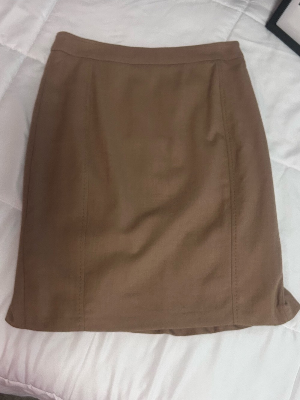 Ted Baker Camel Virgin Wool Blend Pencil Skirt with Floral Lining